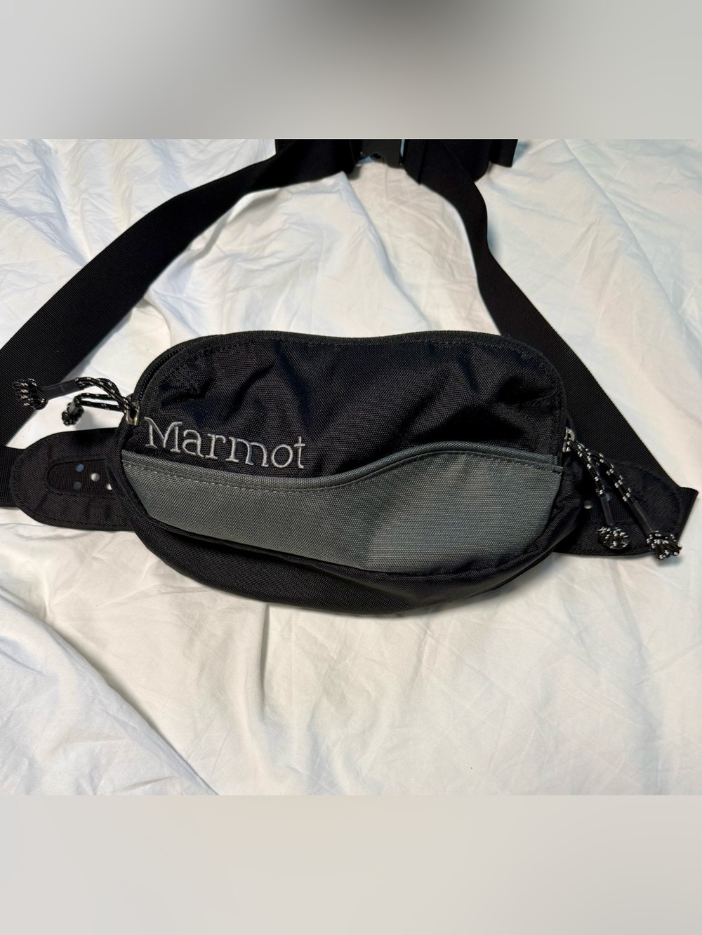 Marmot Black and Gray Waist Pack - Minimal Sling Belt Bag